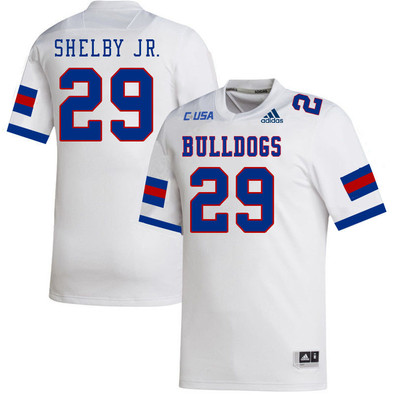Men-Youth #29 Jhamal Shelby Jr. Louisiana Tech Bulldogs 2023 College Football Jerseys Stitched-White